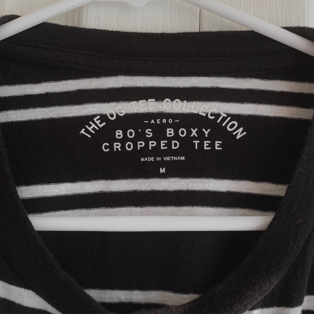 Aeropostale Boxy Cropped Tee Striped